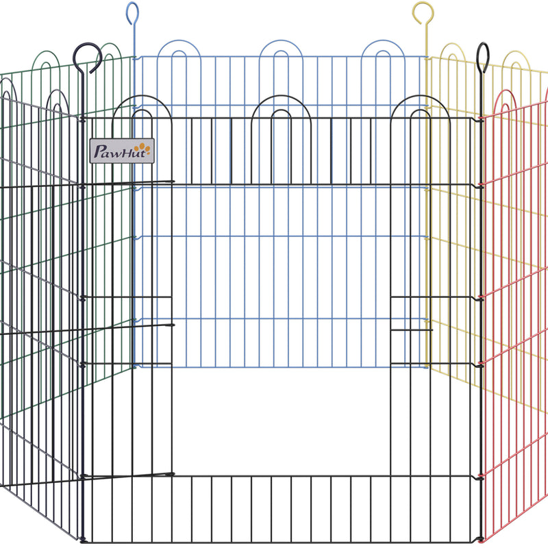 Pet Playpen Hexagon Dog Puppy Pen Crate Kennel Exercise Fence w/ Door Metal Indoor & Outdoor