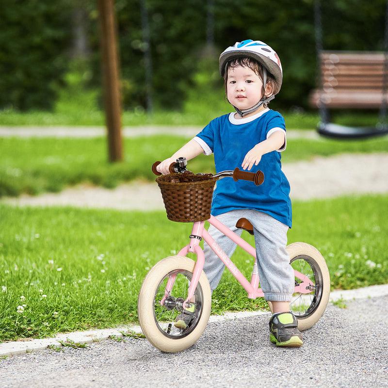 Kids Balance Bikes Toddler No Pedal Training Bicycle for 3-6 Year Old Boys Girls with Adjustable Handlebars Basket Bell, Pink