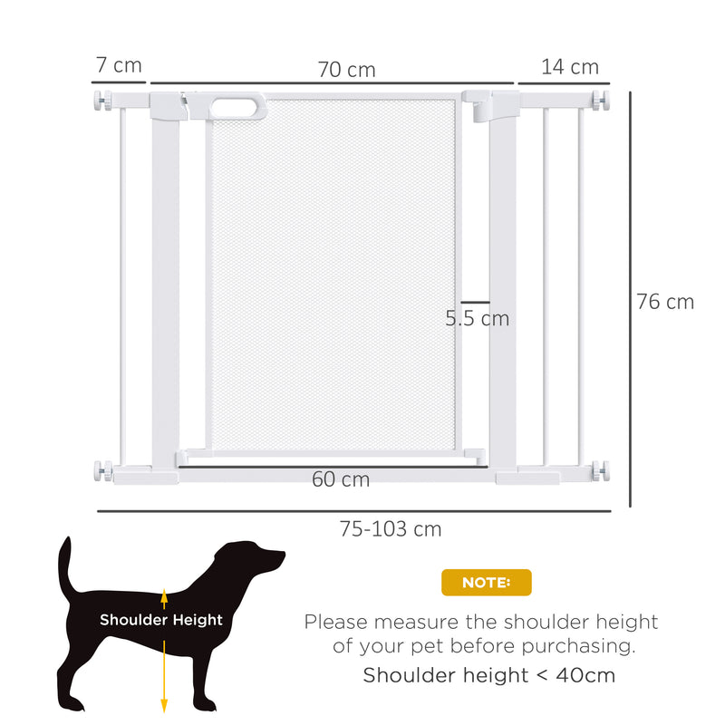Pressure Fit Safety Gate for Doorways and Staircases, Dog Gate w/ Auto Closing Door, Pet Barrier for Hallways w/ Double Locking - White