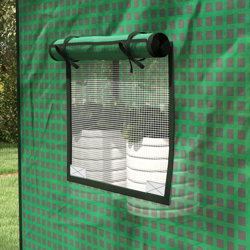 Greenhouse Cover Replacement Walk-in PE Hot House Cover with Roll-up Door and Windows, 140 x 73 x 190cm, Green