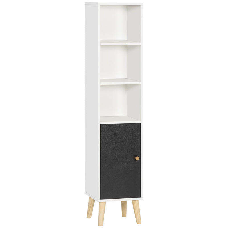 Bathroom Storage Cabinet, Bathroom Floor Standing Tallboy Unit with Adjustable Shelves and Cabinet, White