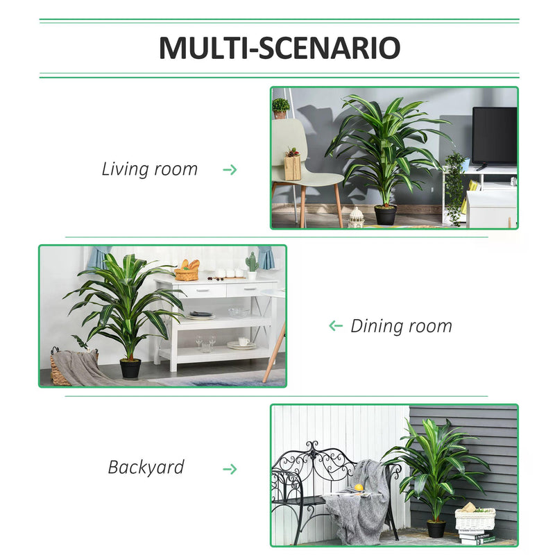 110cm/3.6FT Artificial Dracaena Tree Decorative Plant 40 Leaves with Nursery Pot, Fake Tropical Tree for Indoor Outdoor Décor