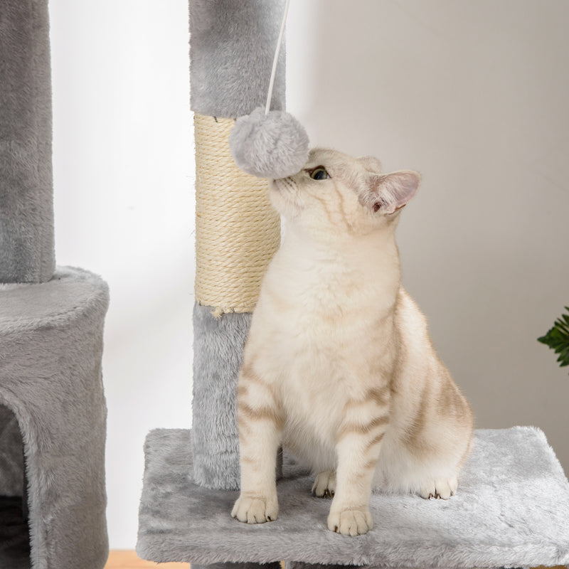 Floor to Ceiling Cat Tree for Indoor Cats 240-260cm Adjustable Height Light Grey