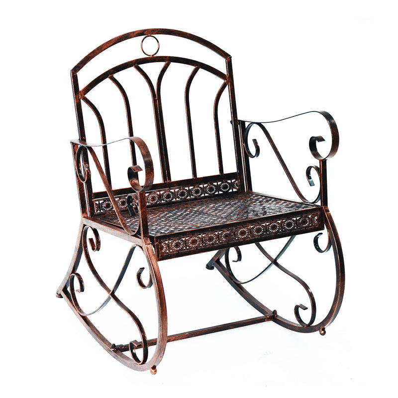 Metal Single Chair 1 Seater Garden Outdoor Rocking Chair Vintage Style Bronze