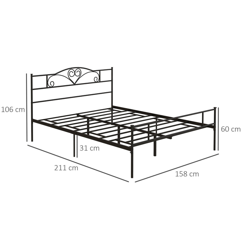 King Size Bed Frame, 5ft4 Metal Bed Base with Headboard and Footboard, 31cm Underneath Storage Space for Bedroom