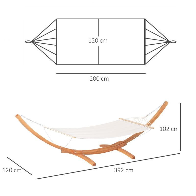 Outdoor Garden Hammock with Wooden Stand Swing Hanging Bed for Patio White