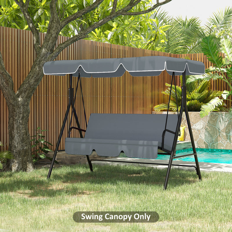Garden Swing Canopy Replacement 2 Seater with Tubular Framework, Swing Seat Replacement Cover, UV50+ Sun Shade (Canopy Only), Dark Grey