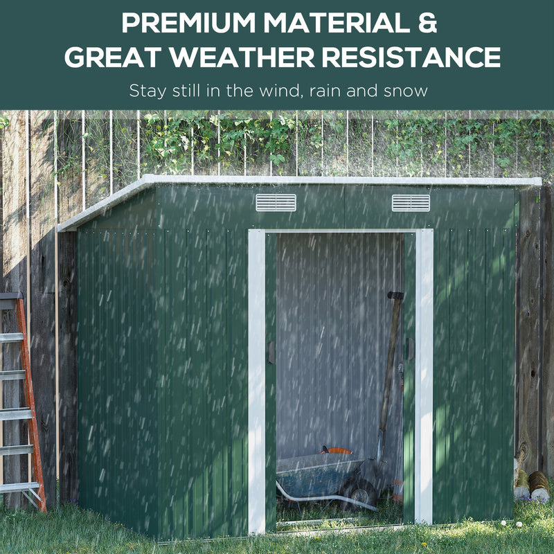 6.8 x 4.3ft Outdoor Garden Storage Shed, Tool Storage Box for Backyard, Patio and Lawn, Green