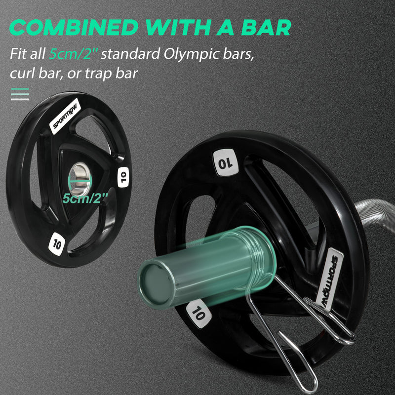 Olympic Weight Plates, Tri-Grip Barbell Weights Set Rubber Coated with 5cm/2'' Holes for Home Gym Lifting and Strength Training, 2 x 10kg
