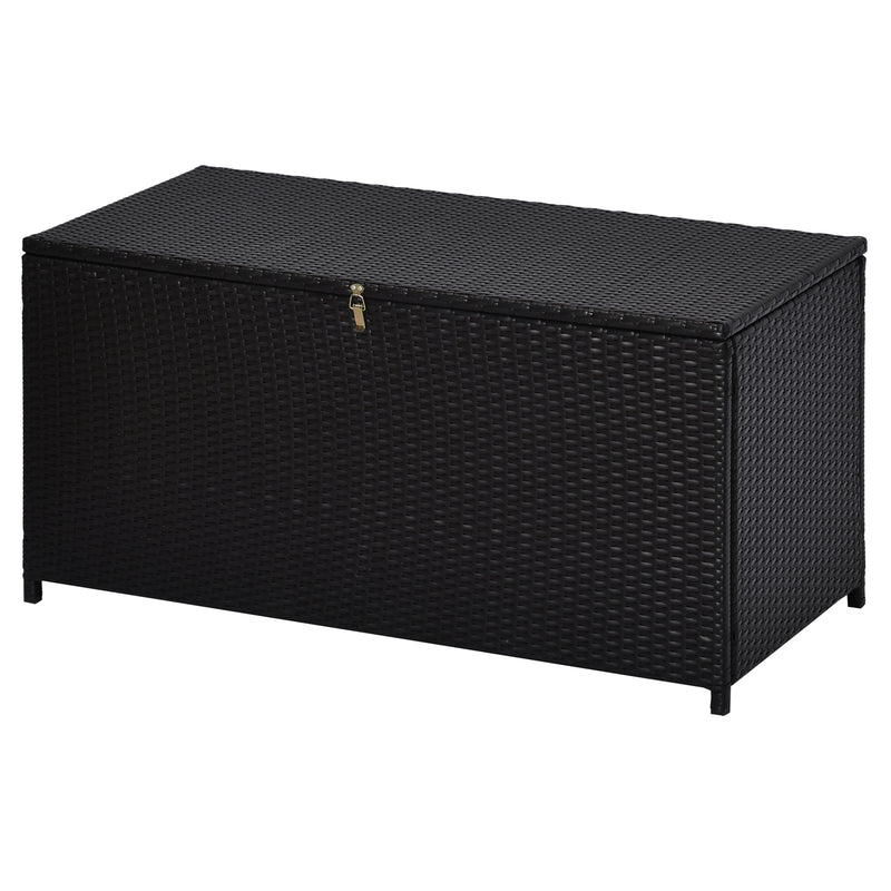 Rattan Storage Box Outdoor Indoor Wicker Cabinet Chest Garden Furniture 118 x 54 x 59cm - Dark Brown