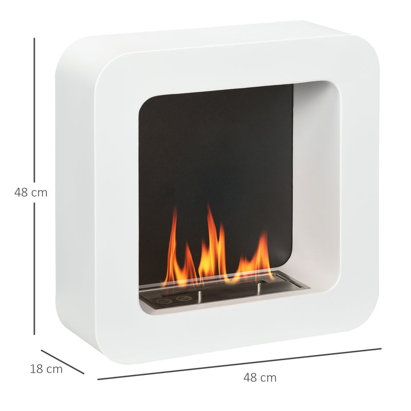 Wall Mounted Ethanol Fireplace, Bioethanol Heater Stove Fire with 1L Tank, 2.5 Hour Burning Time, White