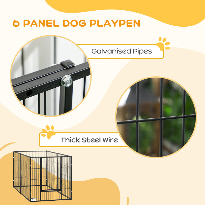 82.5-150 cm x 81 cm Heavy Duty Pet Playpen, 6 Panel Exercise Pen for Dogs, Adjustable Length, Small and Medium Sized Dogs