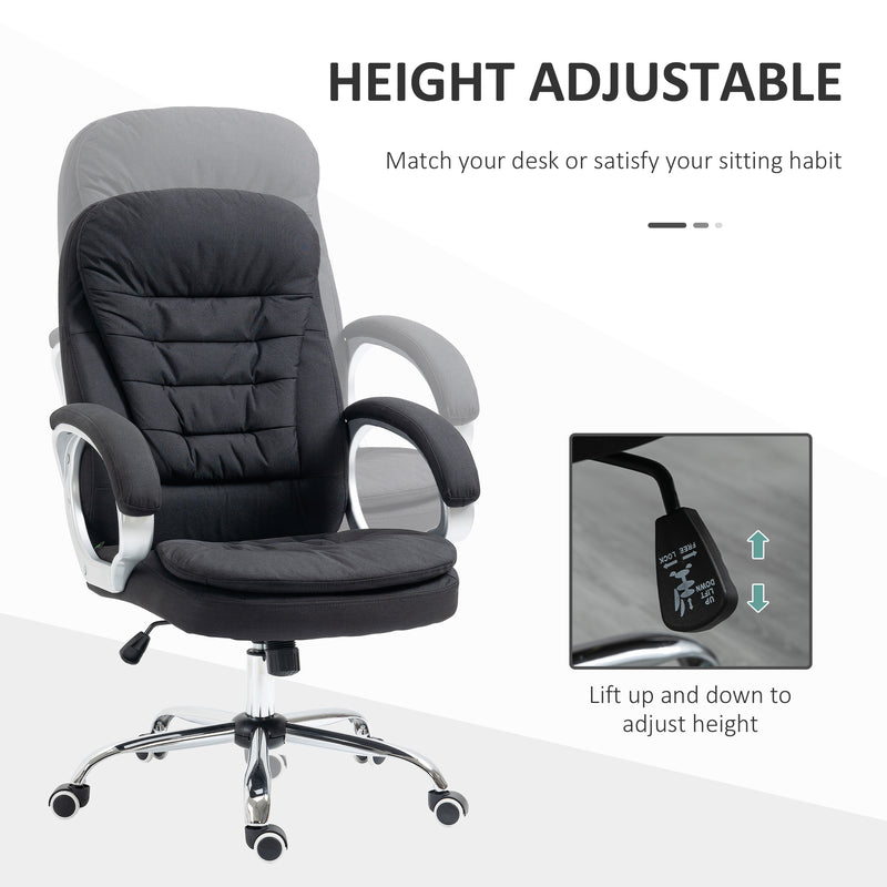 Ergonomic Office Chair Task Chair for Home with Arm, Swivel Wheels, Linen Fabric, Black