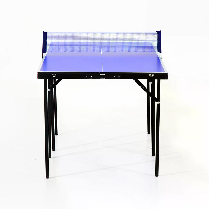Folding Mini Compact Table Tennis Top Ping Pong Table Set Professional Net Games Sports Training Play Blue