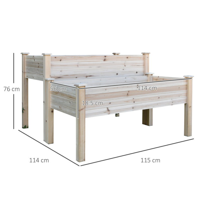 2-Piece Solid Fir Wood Plant Raised Bed Flower Vegetable Herb Grow Box Stand Garden Step Planter Stand Free Combination