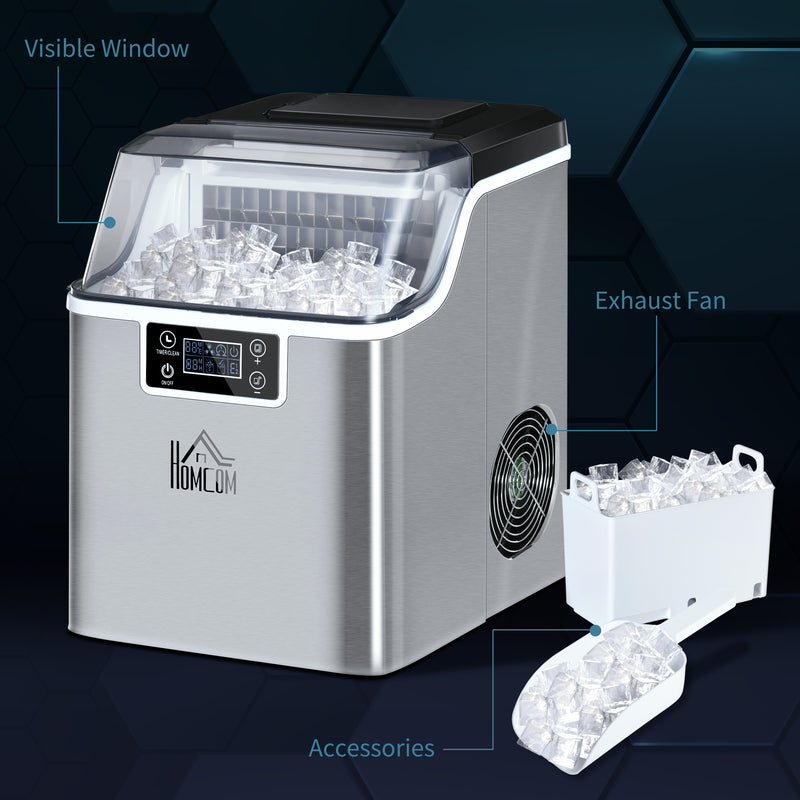 Ice Maker Machine, Counter Top Ice Cube Maker for Home, 20kg in 24 Hrs, 3.2L with Adjustable Cube Size, Self Cleaning Function, Ice Scoop