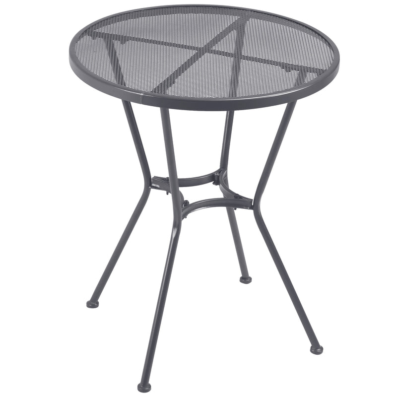 60cm Garden Round Table Metal Outside Bistro Table with Mesh Tabletop for Garden Balcony Deck, Dark grey