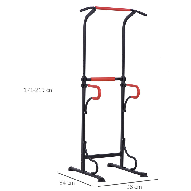 Steel Multi-Use Exercise Power Tower Pull Up Station Adjustable Height W/ Grips