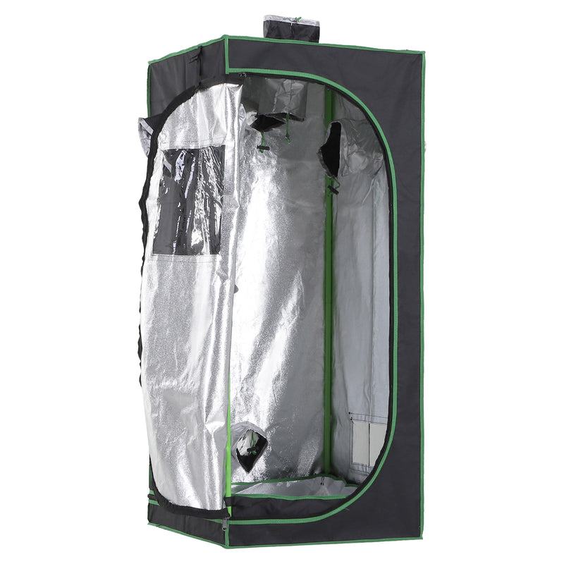 Hydroponic Plant Grow Tent W/ Window Tool Bag, 60L x 60W x 140Hcm-Black/Green