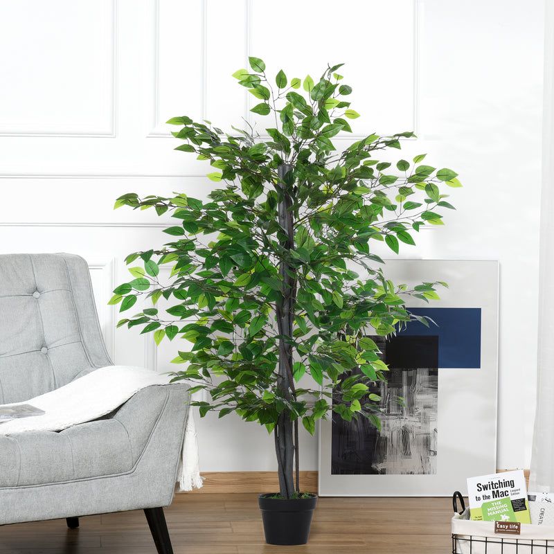 145cm Artificial Tree Banyan Plant Faux Decorative Tree W/ Cement Pot Vibrant Greenery Shrubbery Indoor Outdoor Accessory