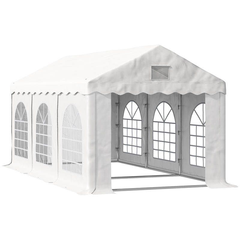 6 x 3 m Gazebo Canopy Party Tent with 4 Removable Side Walls and Windows for Outdoor Event, White