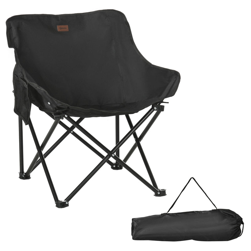 Camping Chair, Lightweight Folding Chair with Carrying Bag and Storage Pocket, Perfect for Festivals, Fishing, Beach and Hiking, Black