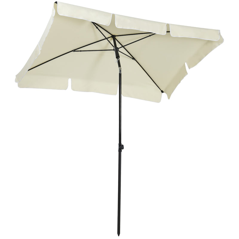 Aluminium Sun Umbrella Parasol Patio Garden Tilt 2M x 1.25M Cream White