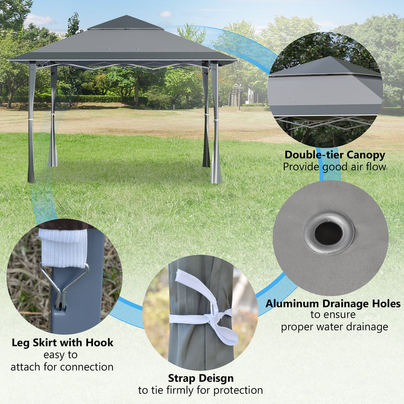 4 x 4m Pop-up Gazebo Double Roof Canopy Tent with Roller Bag & Adjustable Legs Outdoor Party, Steel Frame, Dark Grey