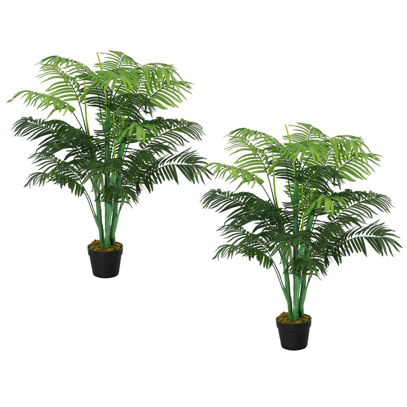 2 Pack Artificial Plant Palm Tree in Pot, Fake Plants for Home Indoor Outdoor Decor, 125cm, Green