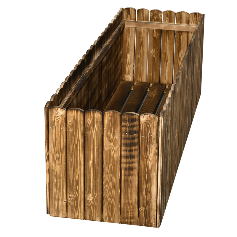 172L Garden Flower Raised Bed Pot Wooden Outdoor Large Rectangle Planter Vegetable Box Outdoor Herb Holder Display (120L x 40W x 40H (cm))