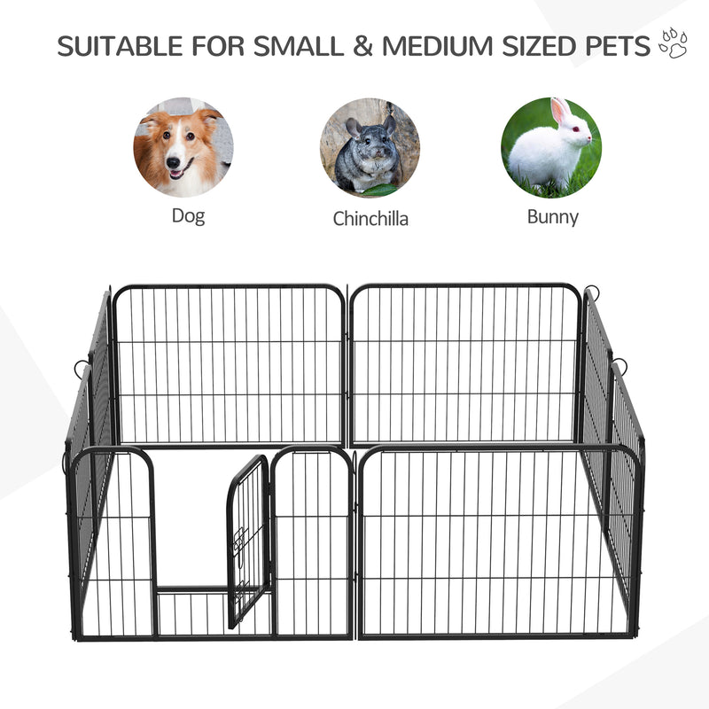 Heavy Duty Dog Pet Puppy Metal Playpen Play Pen Rabbit Pig Hutch Run Enclosure Foldable Black 80 x 60 cm (Small)