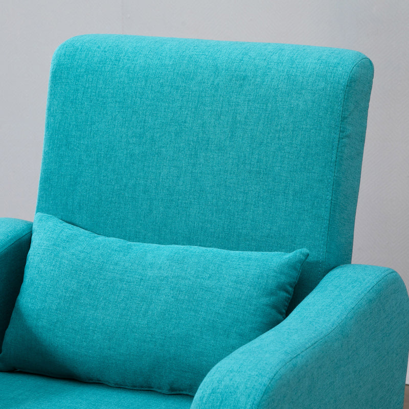 Accent Chair, Linen-Touch Armchair, Upholstered Leisure Lounge Sofa, Club Chair with Wooden Frame, Teal