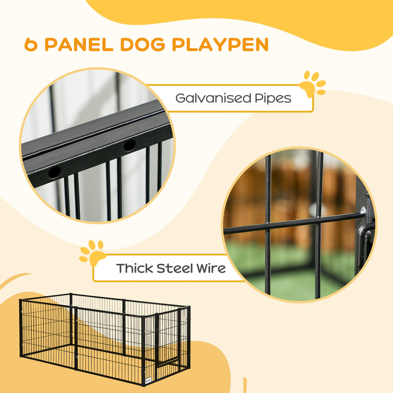 82.5-150 cm x 61 cm Heavy Duty Pet Playpen, 6 Panel Exercise Pen for Dogs, Adjustable Length, Indoor Outdoor, Small Sized Dogs