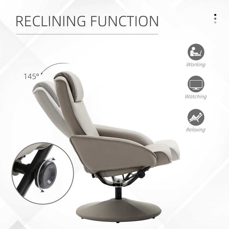 Adjustable PU Leather Recliner Swivel Executive Reclining Chair High Back Armchair Lounge Seat with Footrest Stool