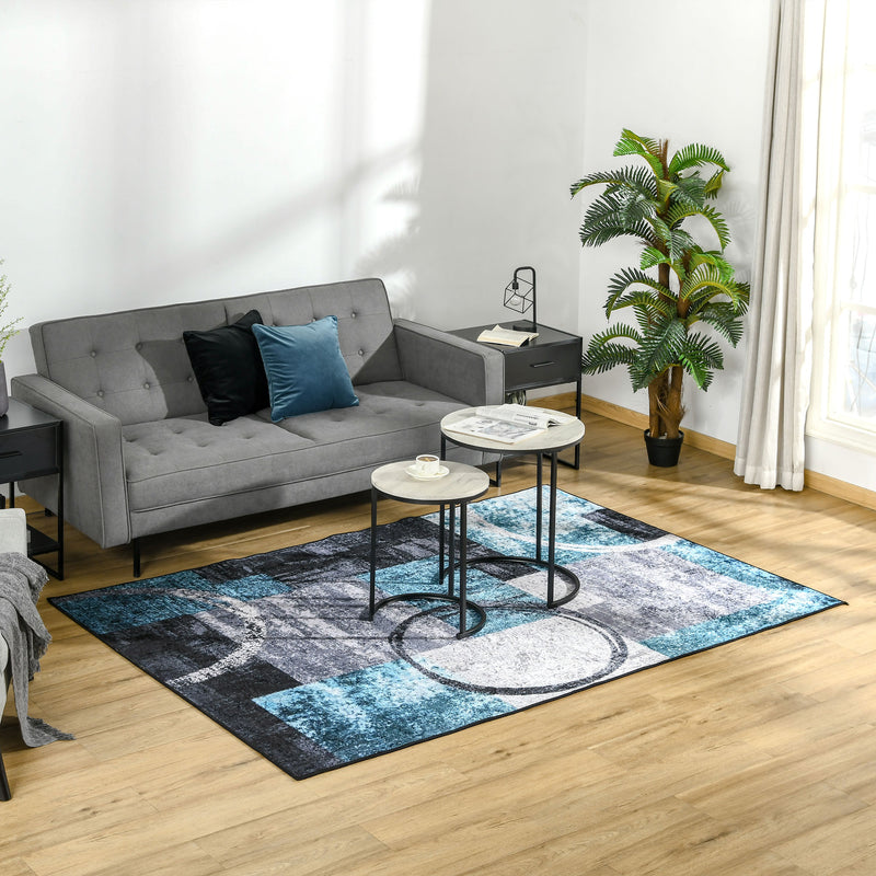 Blue Geometric Rug, Modern Area Rugs Large Carpet for Living Room, Bedroom, Dining Room, 160x230 cm