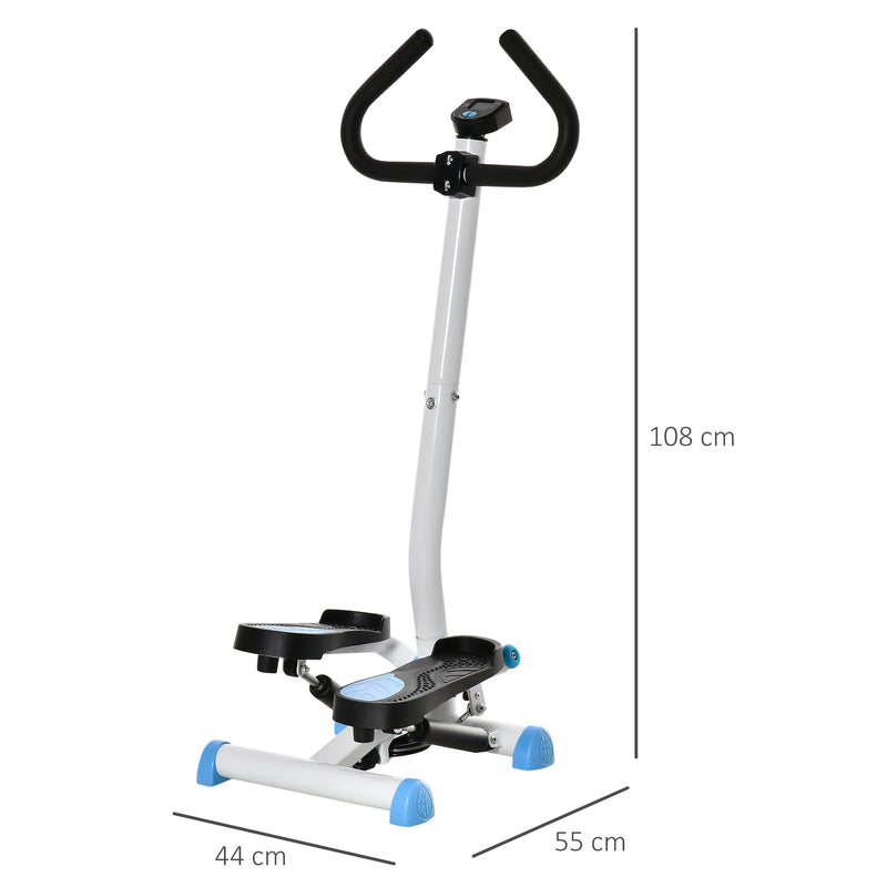 Adjustable Stepper Aerobic Ab Exercise Fitness Workout Machine with LCD Screen & Handlebars, Blue