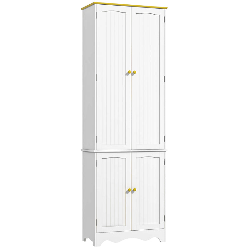 Freestanding 4-Door Kitchen Cupboard, Storage Cabinet Organizer with 4 Shelves,White