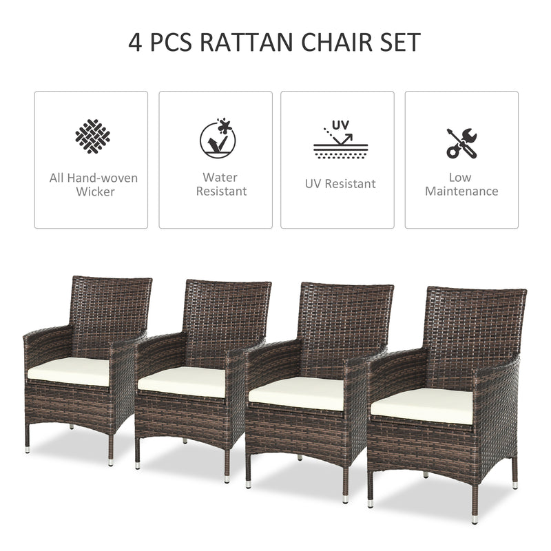 4 PC Rattan Chair Set, Patio Sofa Chairs Set, Cushioned Outdoor Rattan Furniture