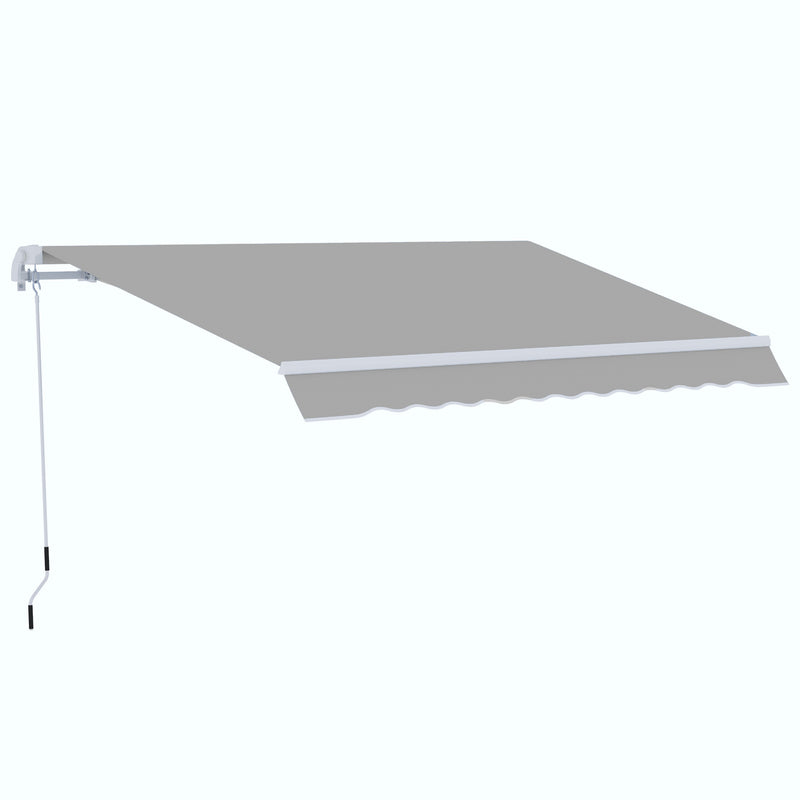 4x2.5m Retractable Manual Awning Window Door Sun Shade Canopy with Fittings and Crank Handle Light Grey