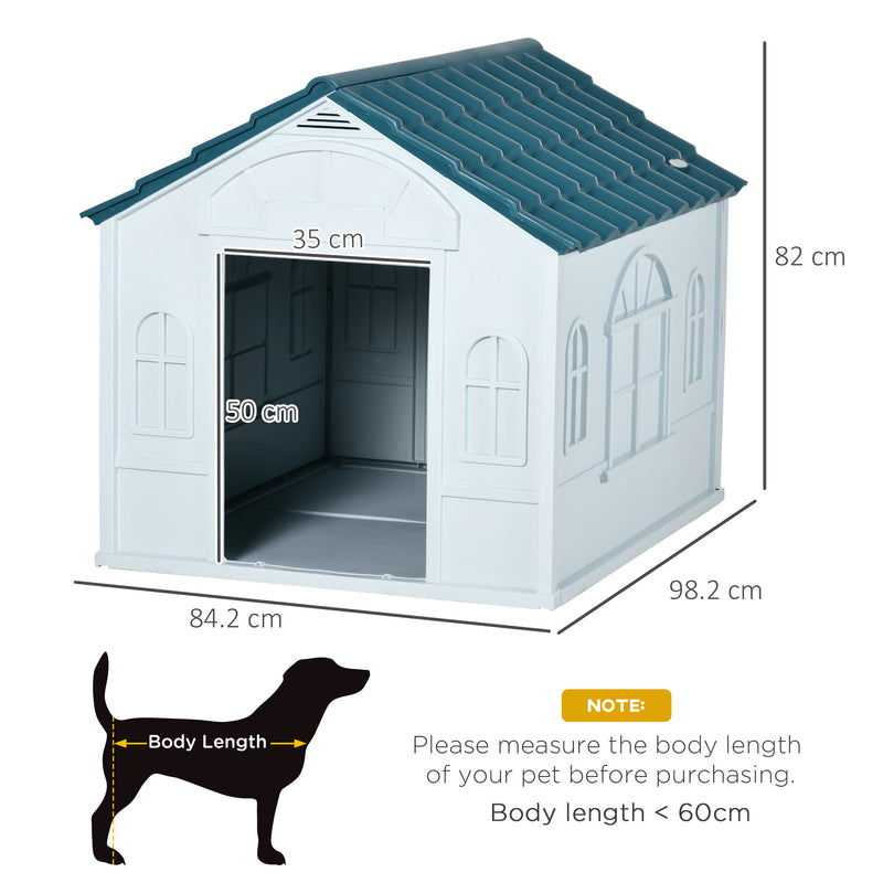 Plastic Weatherproof Dog House, Blue