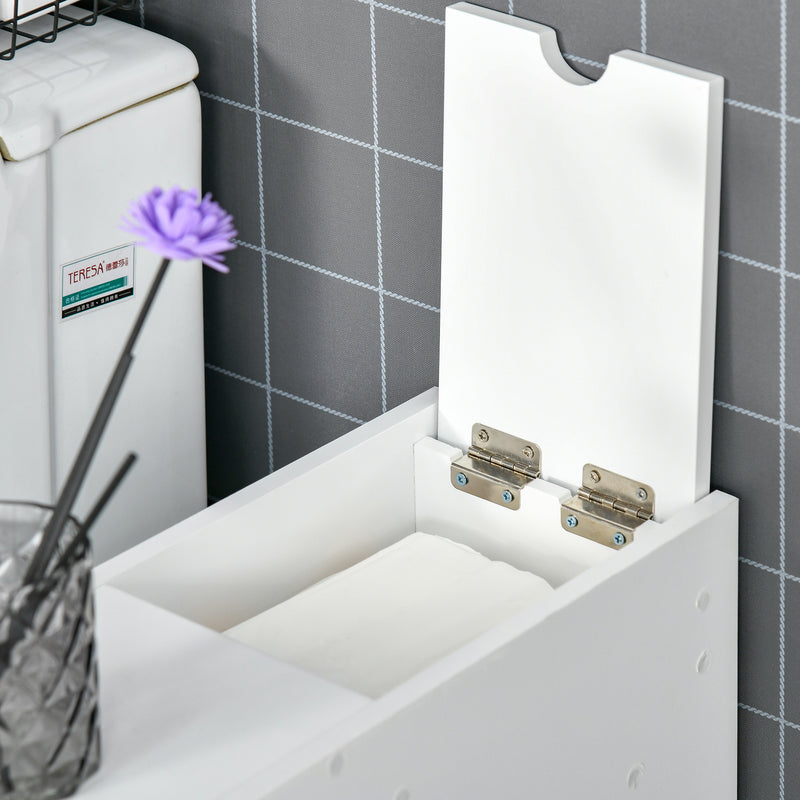 Bathroom Storage Unit, White Slimline Bathroom Cabinet, Home Bath Toilet Cupboard Organiser Unit with Drawers, White