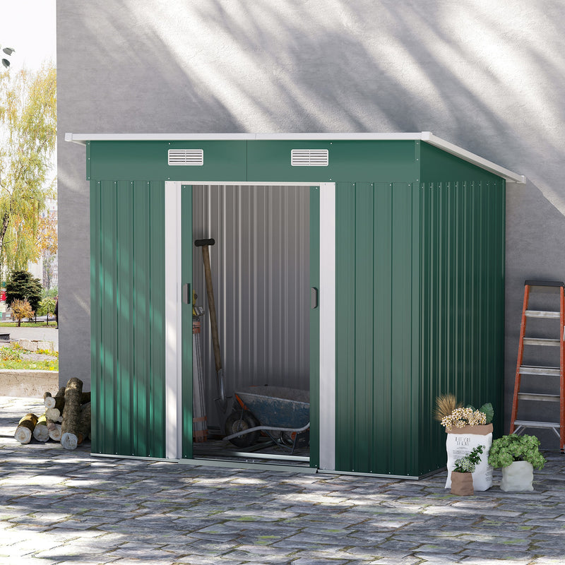6.8 x 4.3ft Outdoor Garden Storage Shed, Tool Storage Box for Backyard, Patio and Lawn, Green