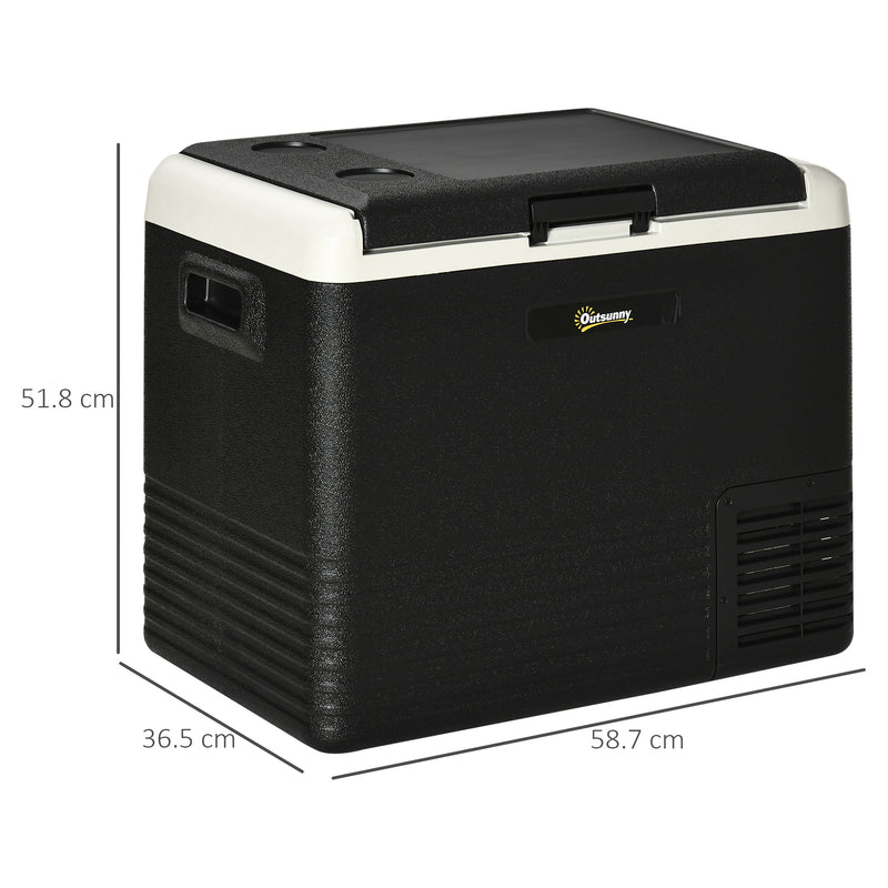 50L Car Refrigerator, Portable Compressor Car Fridge Freezer, Electric Cooler Box with 12/24V DC and 110-240V AC for Camping Down to -20℃