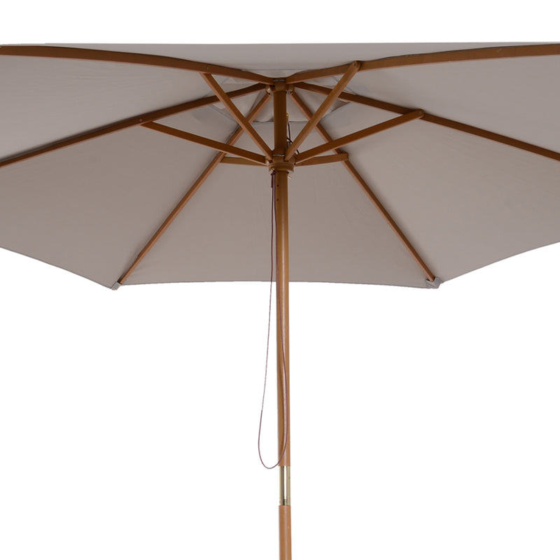 2.5m Wood Garden Parasol Sun Shade Patio Outdoor Wooden Umbrella Canopy Grey