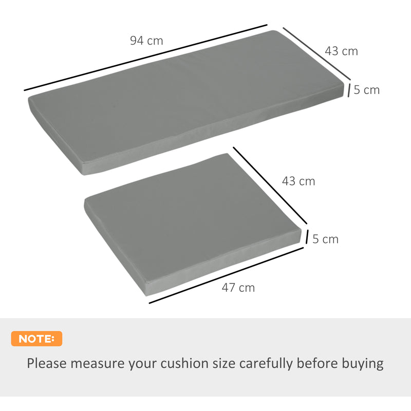 Outdoor Seat Cushion Pads for Rattan Furniture, 3 PCs Garden Furniture Cushions, Dark Grey