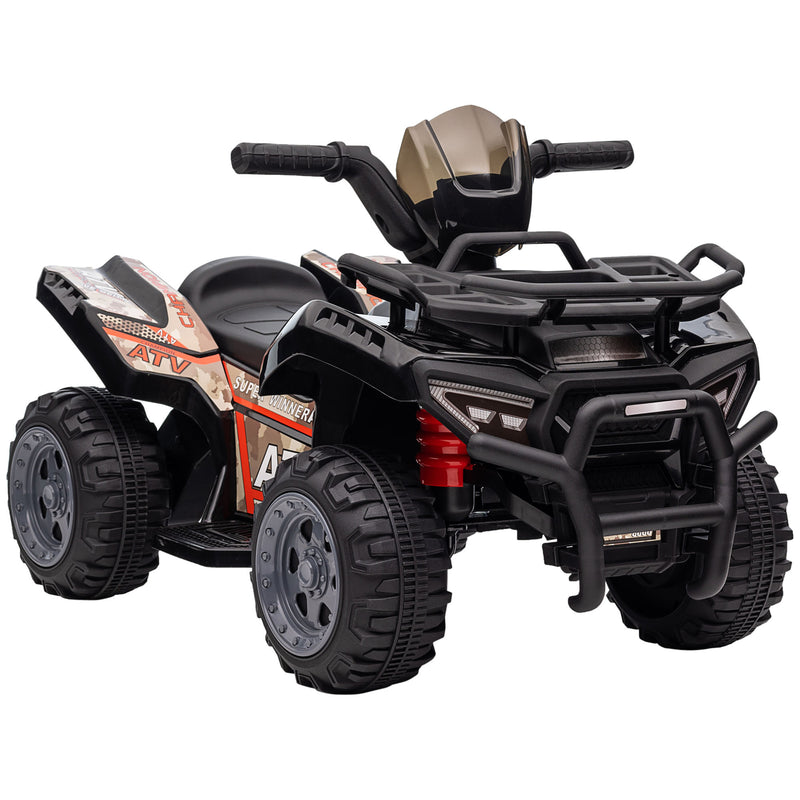 Kids Ride-on Four Wheeler ATV Car with Real Working Headlights, 6V Battery Powered Motorcycle for 18-36 Months, Black
