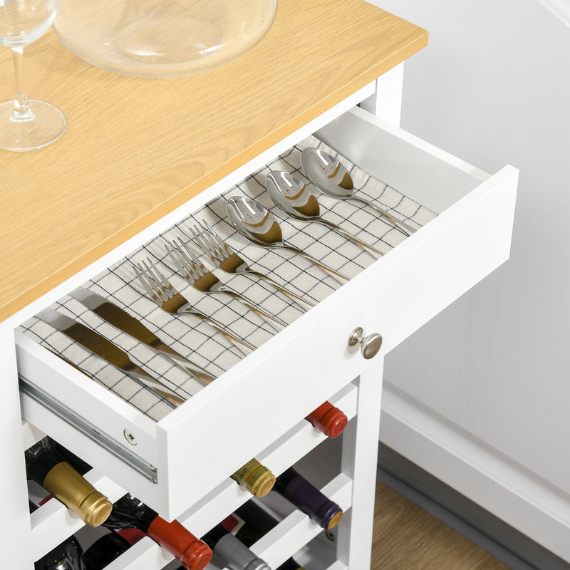 Modern Wine Cabinet Cupboard with 16-Bottle Wine Rack, Kitchen Sideboard with drawer for Living & Dining Room, Home Bar, White