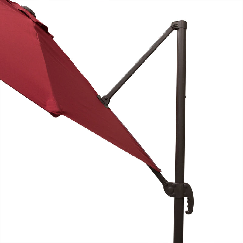 3m Cantilever Aluminium Frame 360 Rotation Hanging Parasol w/ Cross Base Wine Red