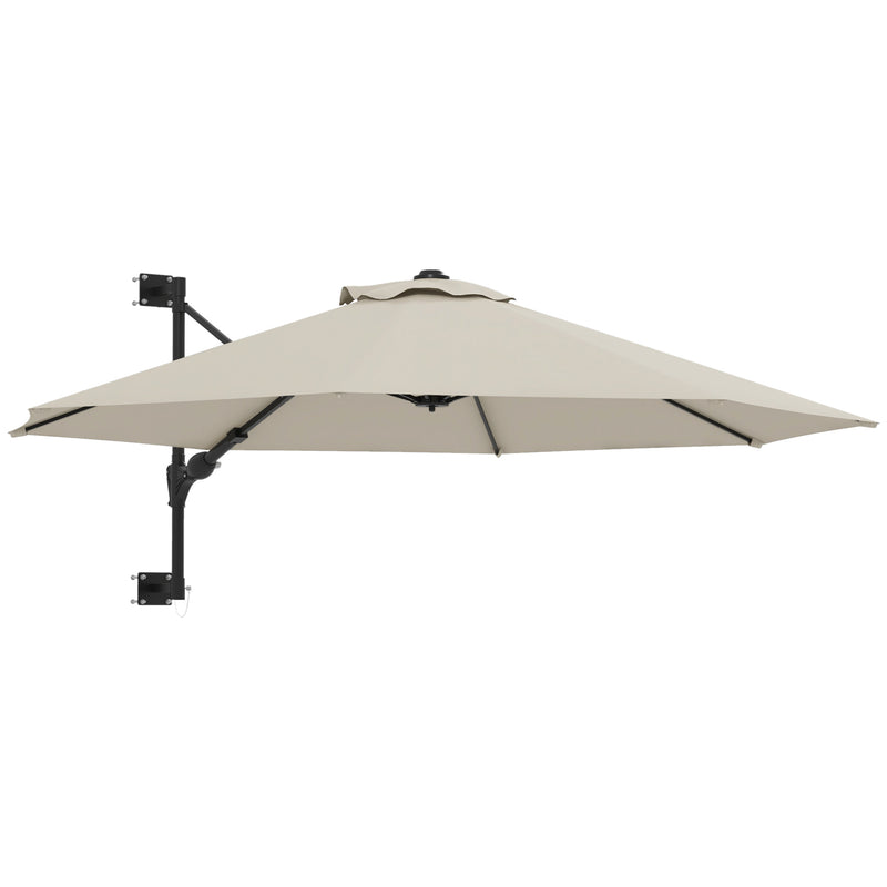 Wall Mounted Umbrella with Vent, Garden Patio Parasol Umbrella Sun Shade Canopy, Beige
