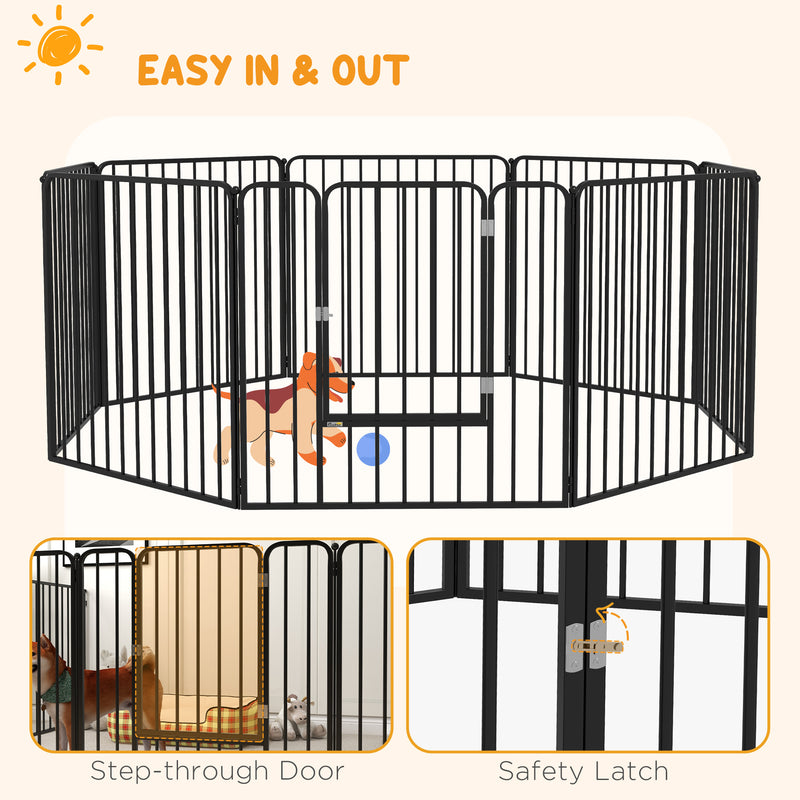 8 Panels Heavy Duty Dog Pen, 80cm Height Pet Playpen for Indoor Outdoor, Small and Medium Dogs